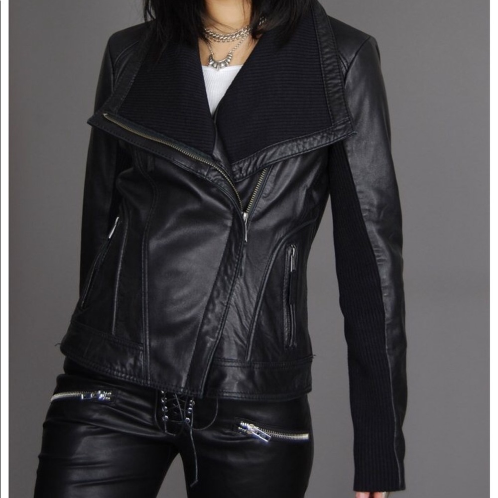 Michael Kors Leather/Knit moto jacket